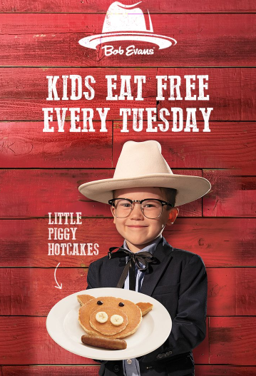 Bob Evans Kids Eat Free Menu