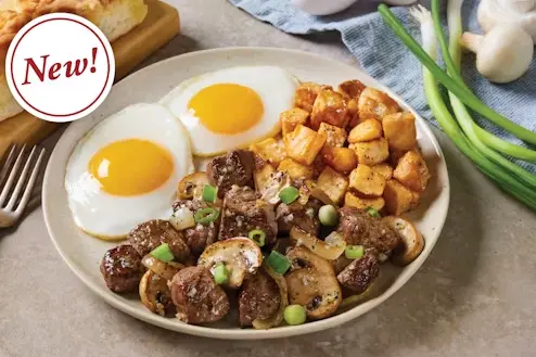 STEAK TIPS & EGGS
